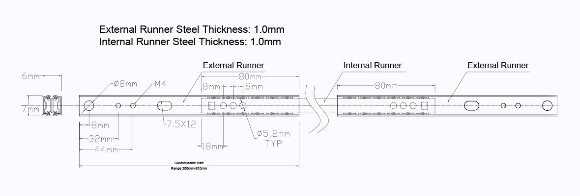 WLT 17015 3 Sections slides Full Extension
