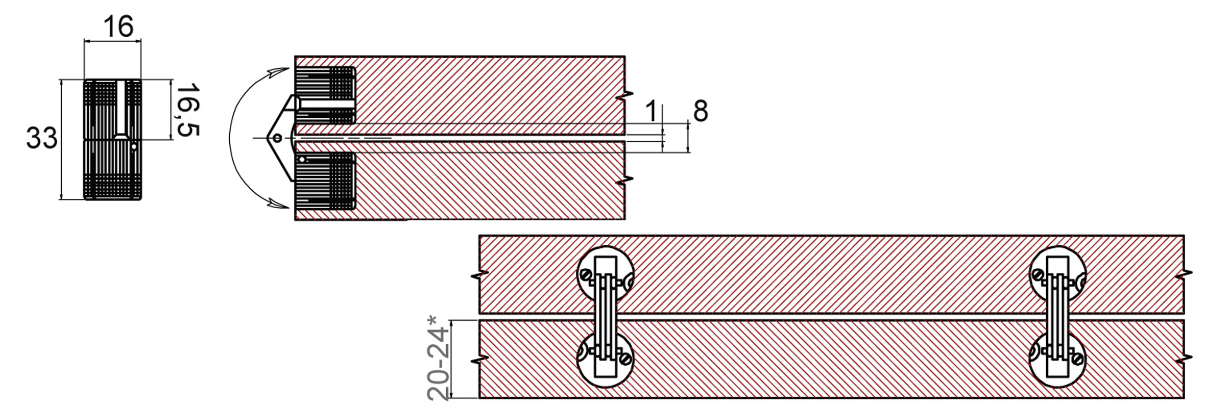  Hidden cylindrical hinge 16（2360x800