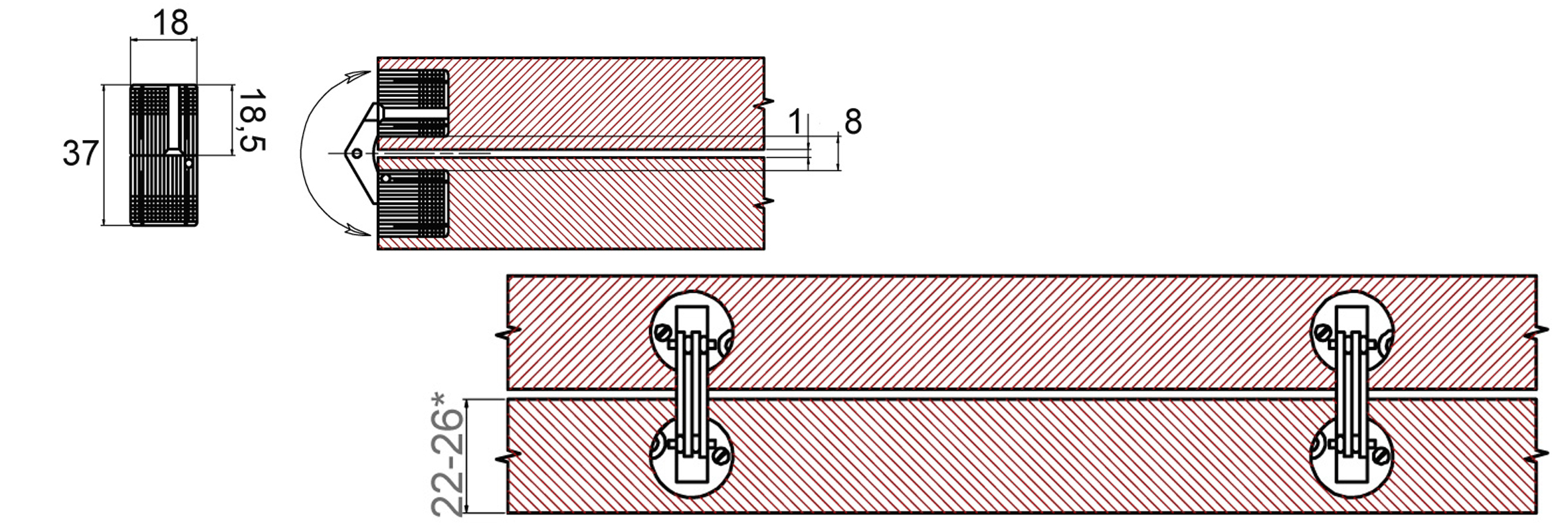  Hidden cylindrical hinge 18（2360x800